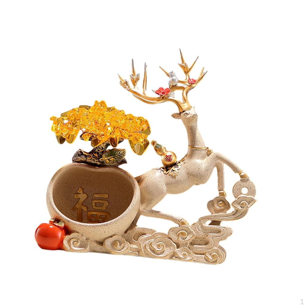 Decorative Deer Figurine Tabletop Ornament Key Storage Rack Crafts Elk Resin Statue for
