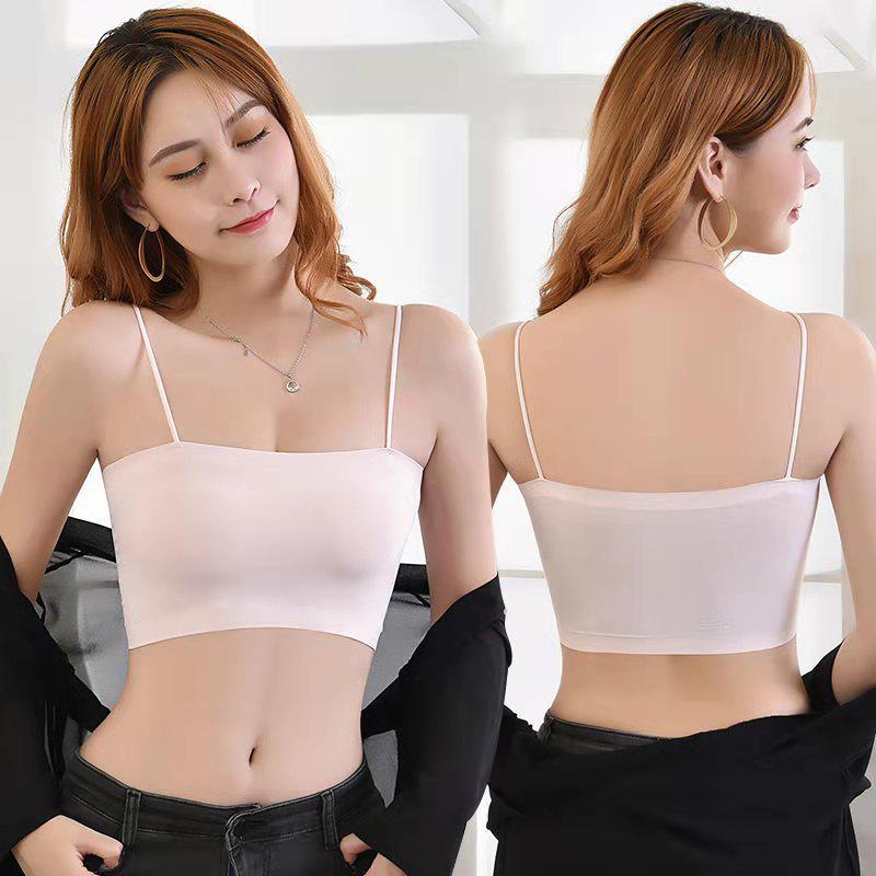Koreanischer Stil Eis-Seide Camisole Bandeau-BH mit Polstern - Sommer Sportweste für Damen