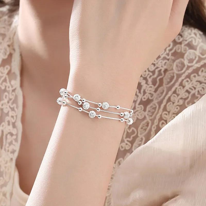 925 Silver Lucky Bead Bracelets Woman Vintage Luxury Original Multi-layer Ball Bracelet Designer Party Jewelry Gifts