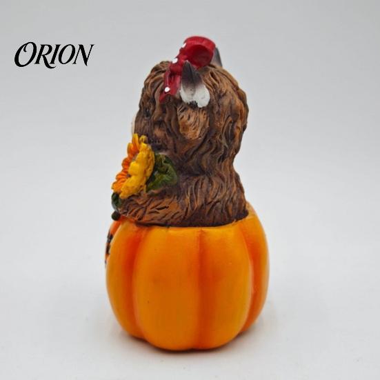 Autumn Harvest Pumpkin Decor Highland Cow Ornament, Resin Desktop Figurine Decorations, Creative Thanksgiving Table Centerpiece for Home Theme