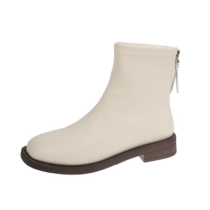 

Brown short boots women s winter 2024 new velvet boots flat-bottomed versatile Martin boots winter soft leather thin boots 35