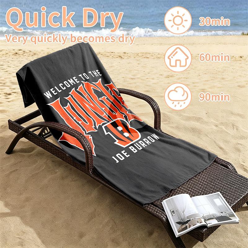 Cincinnati Bengals Beach Towels Also Serve As Bath Towels Summer Essential a Musthave for the Outdoors the Beach and the Pool