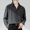 Men's Summer Solid Color Simple Ice Silk Long Sleeve Shirt Loose Draped Handsome Casual Tops