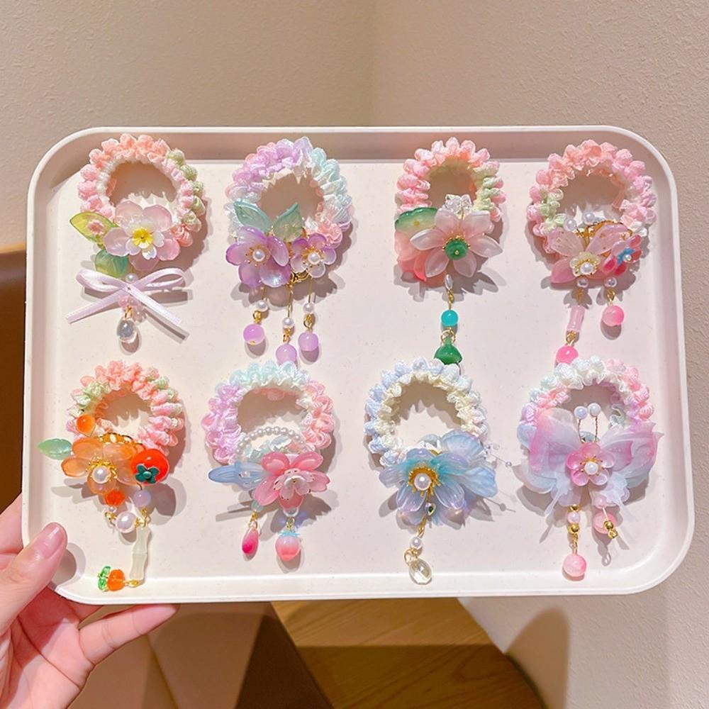 Butterfly Flower Hair Tie Chinese Style Hair Band New Princess Hair Ring Headdress