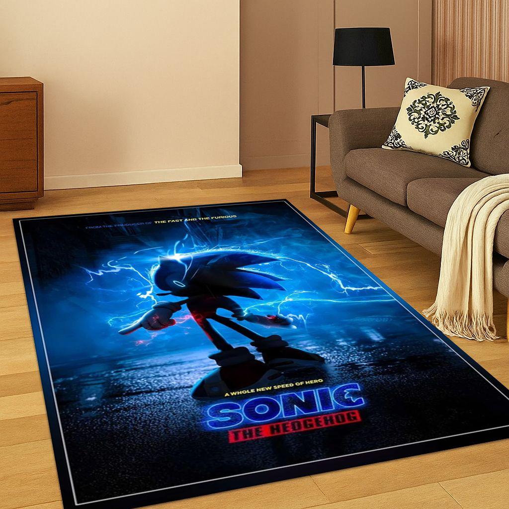 Klasický S-Sonic Hra Kreslený Ježek Koberec Rohož do Ložnice Obývacího pokoje Pohovky Domácí Dekorace, Dětský Koberec Protiskluzová Podložka na Podlahu Dárek