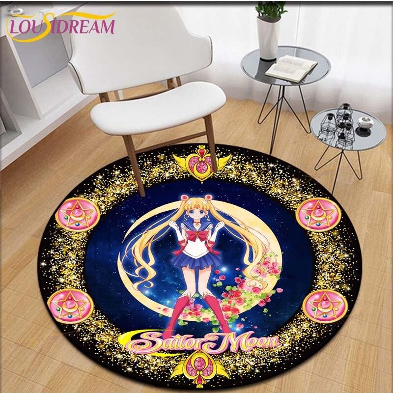 Covor cu imprimeu Anime Sailor Moon Covor de zonă Covor rotund pentru camera de zi Covoraș de flanel Covoraș anti-alunecare pentru copii