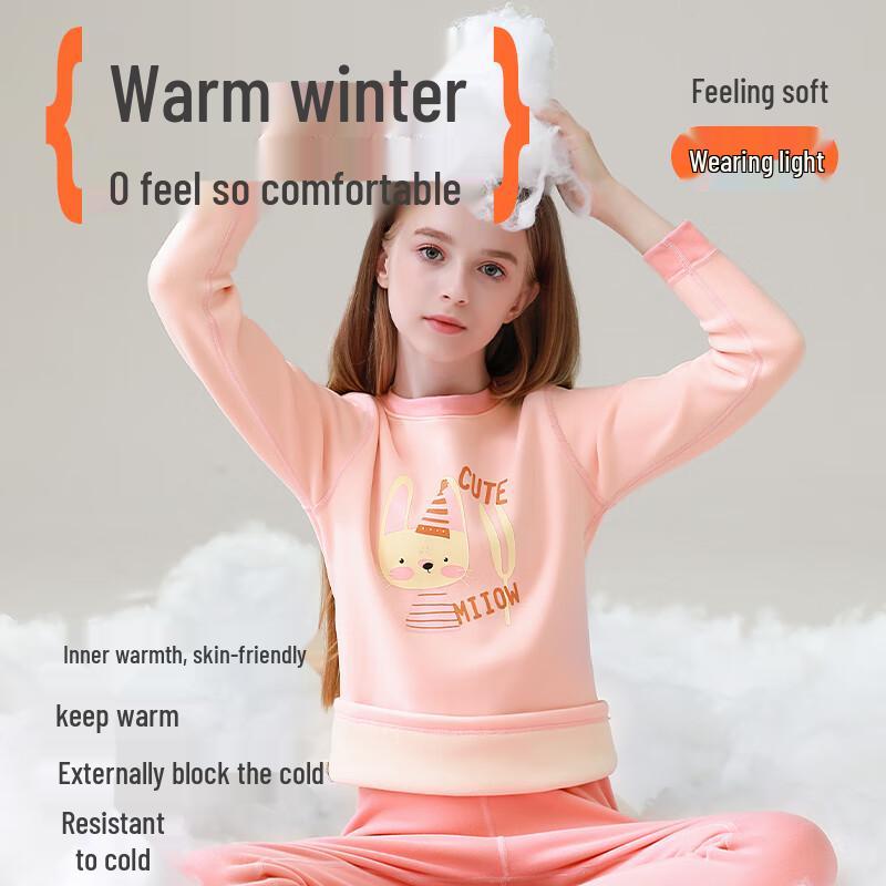 MaoRen Kids' Thickened Fleece Lined Thermal Underwear Set