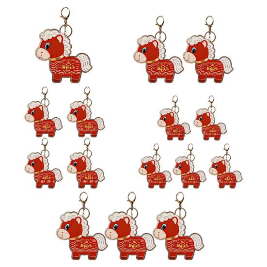 Yousheng 2026 Year of Horse Keychain Pendant Acrylic Red Horse Cartoon Design Metal Ring Key Chain with Happy New Year Blessings Backpack Schoolbag