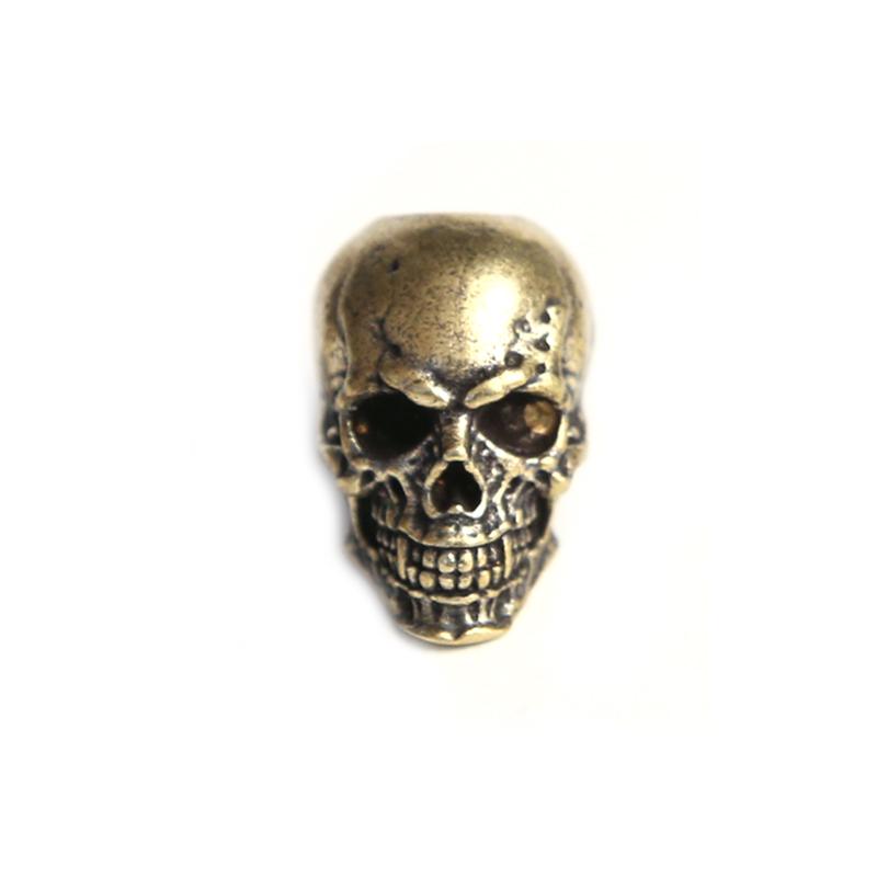 Skull Head Brass Knife Bead Punk EDC Outdoor DIY Paracord Woven Lanyard Pendants Retro Umbrella Rope Bracelets EDC Accessories
