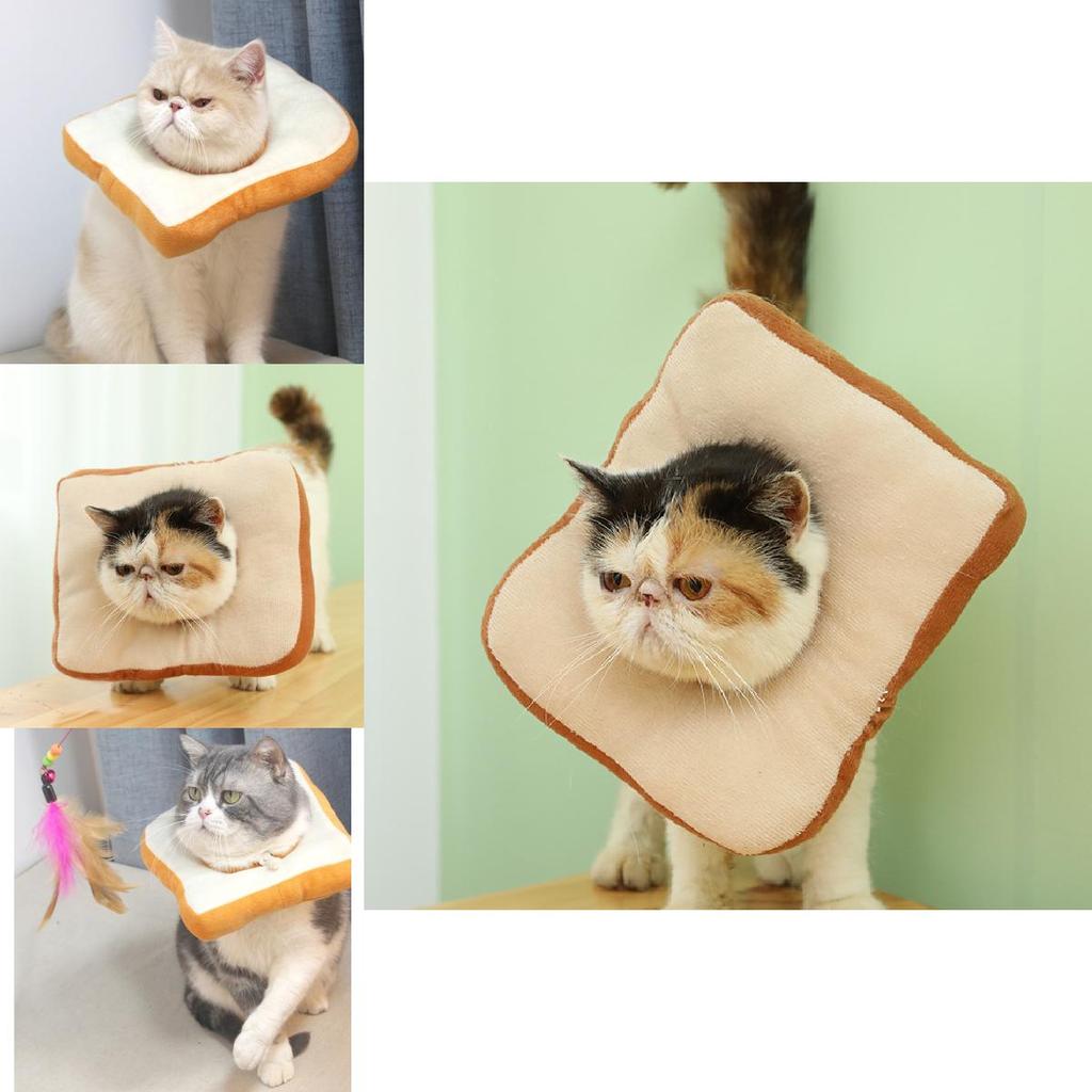 Adjustable Toast Bread Elizabethan Collar For Cats And Dogs, Cute Cartoon Design