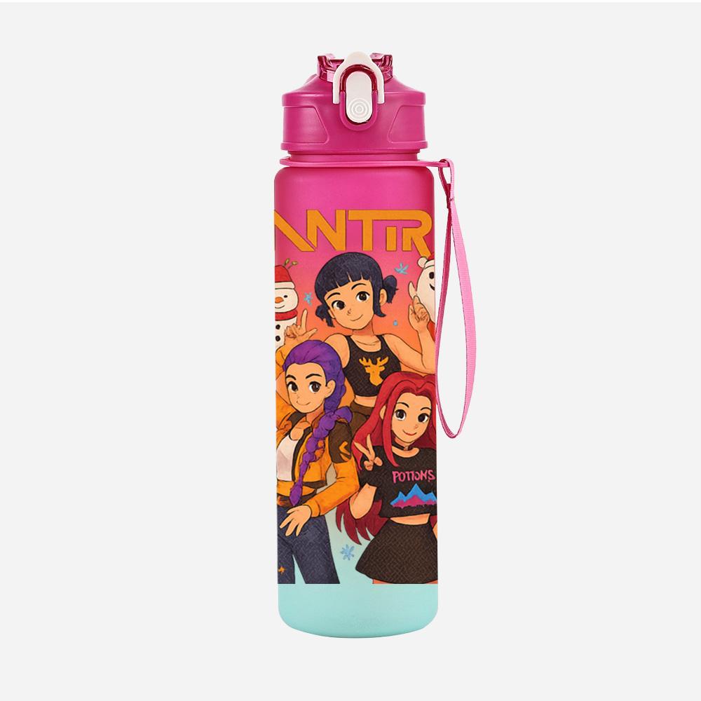 Cartoon Weihnachten K-Pop Dämonenjäger Bedruckte 750 ml Wasserflasche Große Kapazität Trinkbecher Tragbar Outdoor Sport Wasserbecher Kinder Kind Geschenk