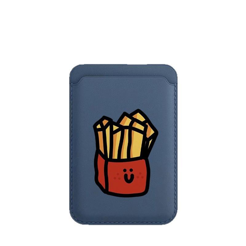 Happy Fries Cartoon Card Slot Door Case for iPhone 17 Pro, 14 Pro Max, and 11/12/13