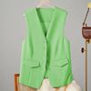Women Suit Vest Elegant Women's V Neck Business Vest Sleeveless Waistcoat for Office Commute Style Solid Color Single-breasted