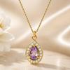 18K Gold Plated Zirconia Water Drop Pendant Necklace for Women In European Style