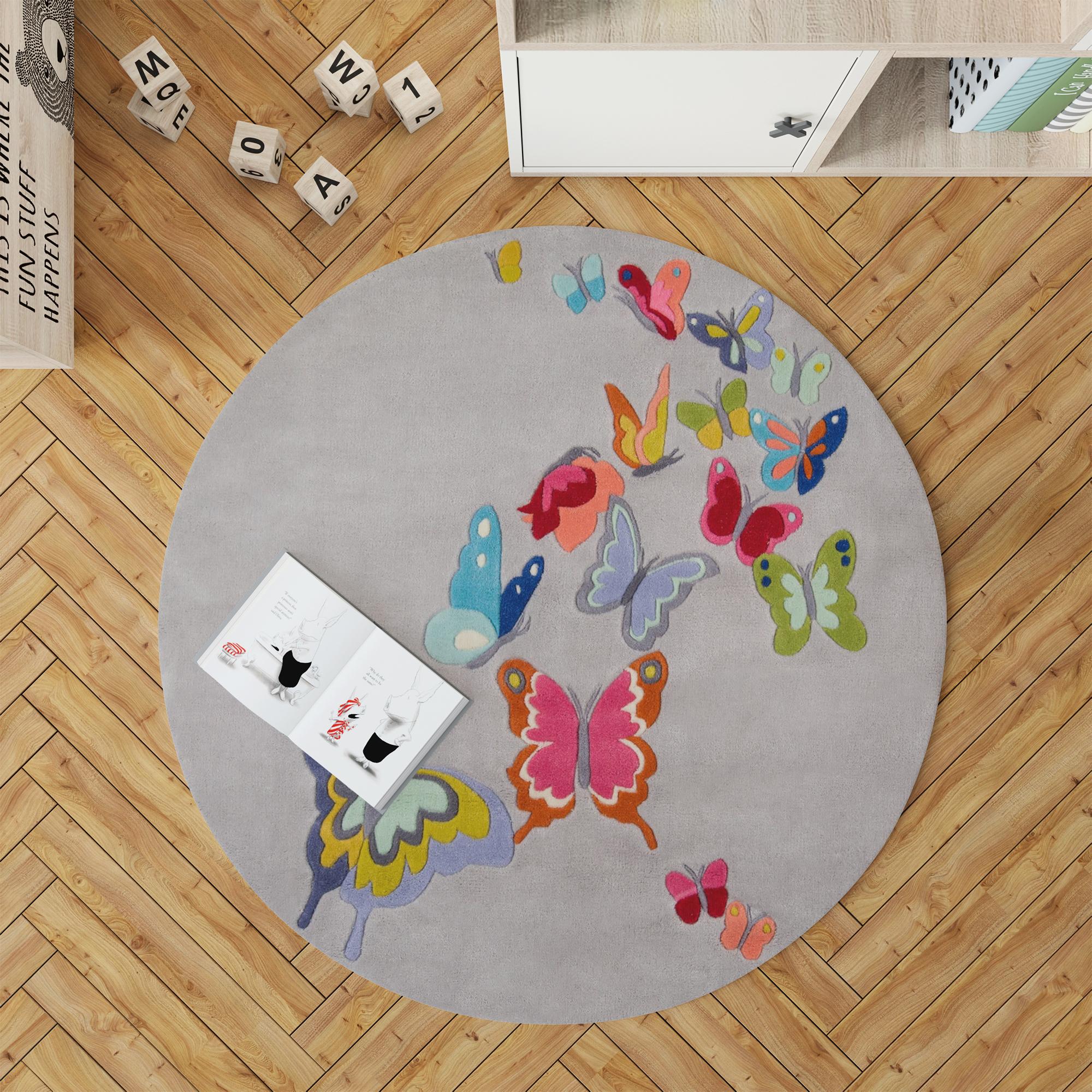 

Декоративным сплетенный хлопком низкопробный сплетенный машиной картины бабочки, ковер комнаты штрафа пятна устойчивый Вашабле современный 50 x 50 cm