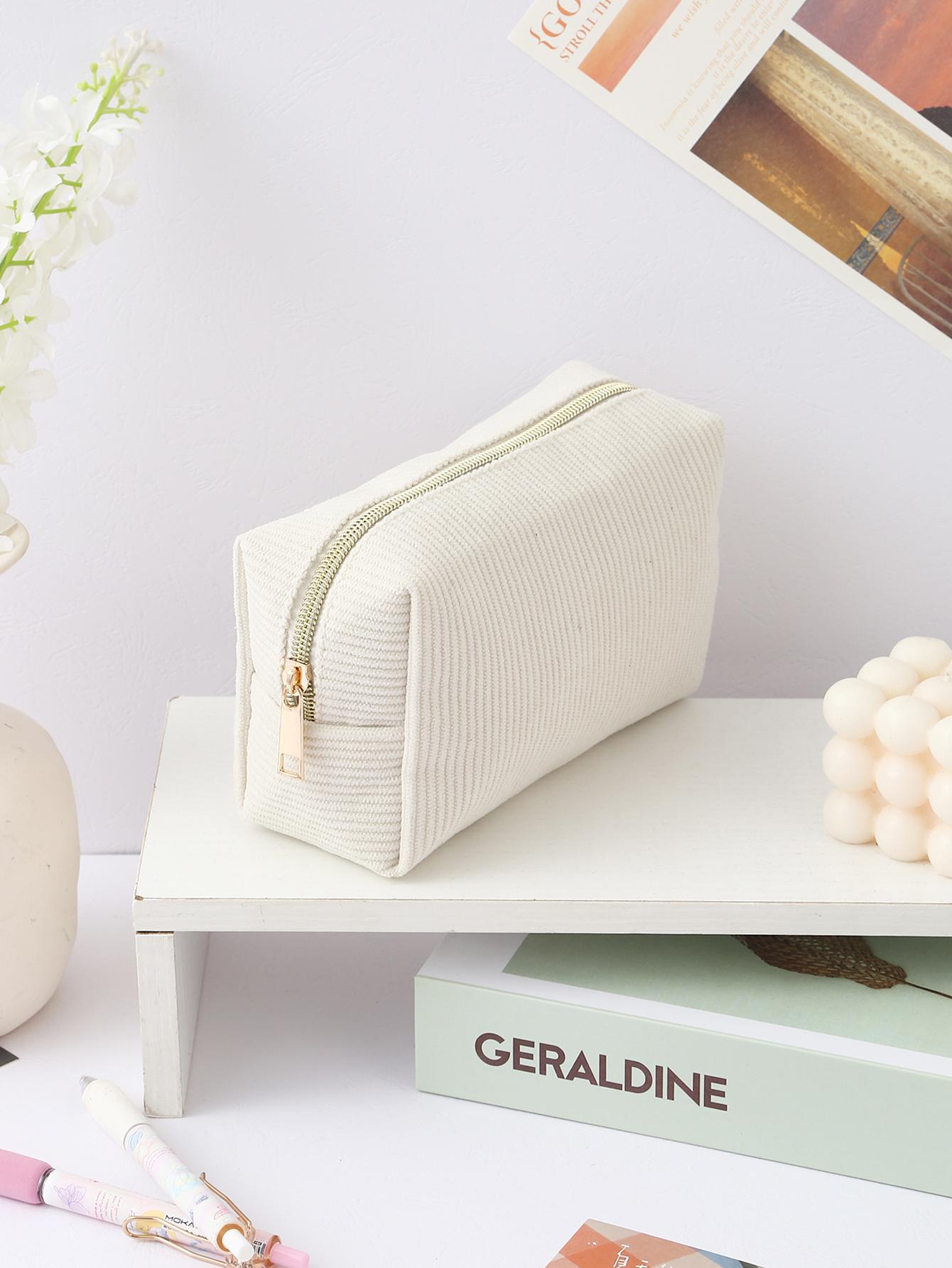 

Vintage vertical striped corduroy pencil case, large capacity stationery storage bag, portable pencil case for students DIY gift