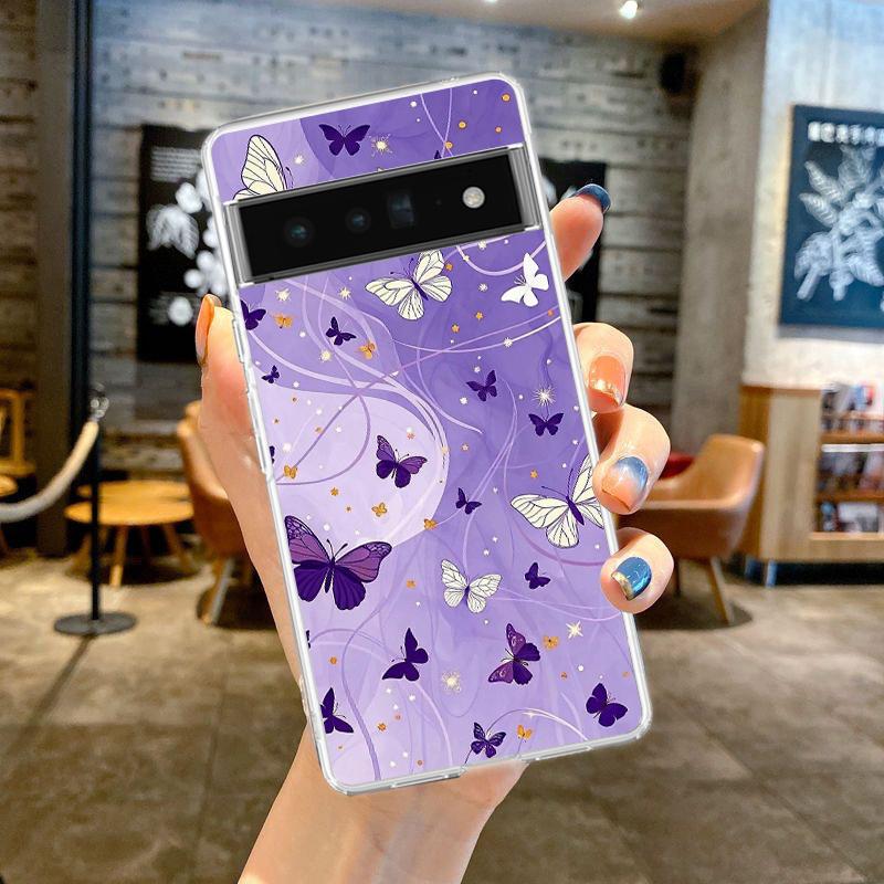For Google Pixel 10 Pro Clear Phone Case Pixel 9 Pro XL Pixel 8 Pro 9A 8A 7A 7 6A 6 Pro Cover Stylish Flower Patterned Design