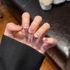Press On Nails Artificial Acrylic Nails Glossy False Nails Full Cover Stick On Nails Square Fake Nails with Glitter Design Glue On Nails for Women