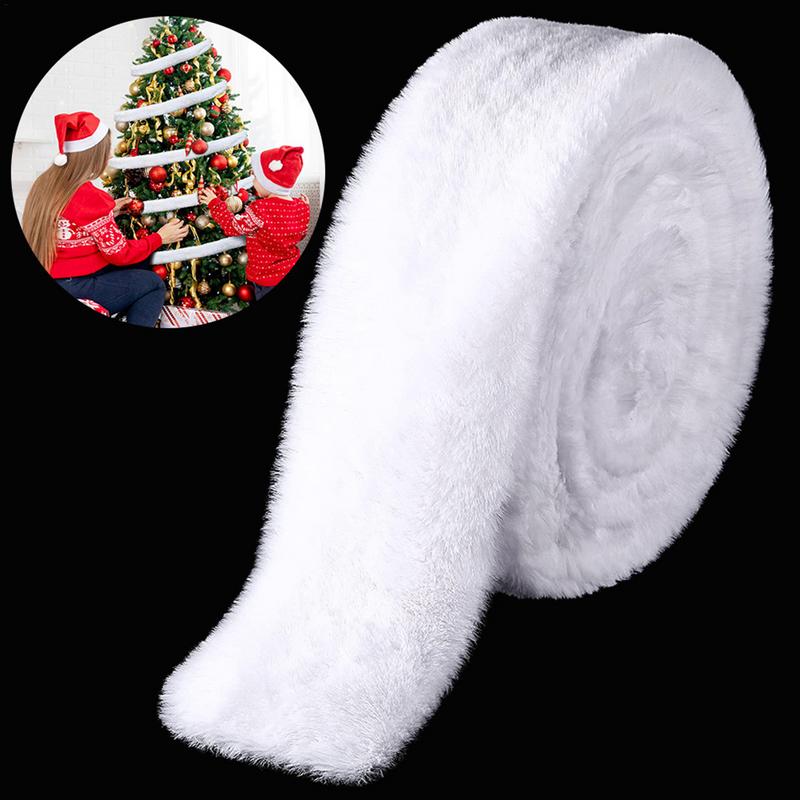 Christmas Ribbon Trim For Crafts 5ft Christmas Trimming Furry Ribbon Garland Decoration For Bags Boots Hats Ponches Table Decor