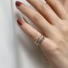 Chic Geometric Double Layer Openable Cable Knit Stacking Ring for Women