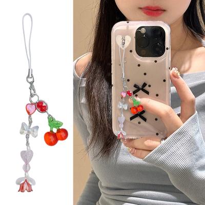 Módna Krásna Čerešňové Srdiečko Popruh na Telefón Prívesok na Kľúče Príslušenstvo pre Dievčatá Ženy Tašku Prívesok na Fotoaparát Šperkovnica
