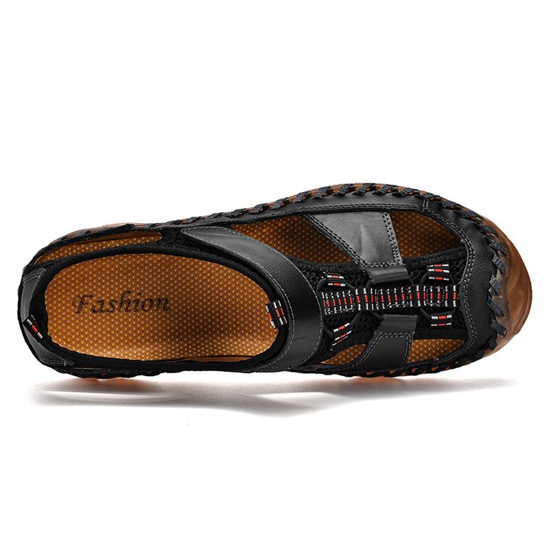 Genuine Leather Men Casual Sandals Breathable Men Sandals Brand Summer Mens Italian Loafers Handmade Beach Shoes Zapatos Hombre