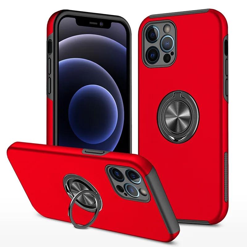 Magnetic Ring Holder Phone Case for IPhone 13 12 Mini 16 15 14 11 Pro Max XS X XR 7 8 Plus Plastic Hard Shell Shockproof Cover