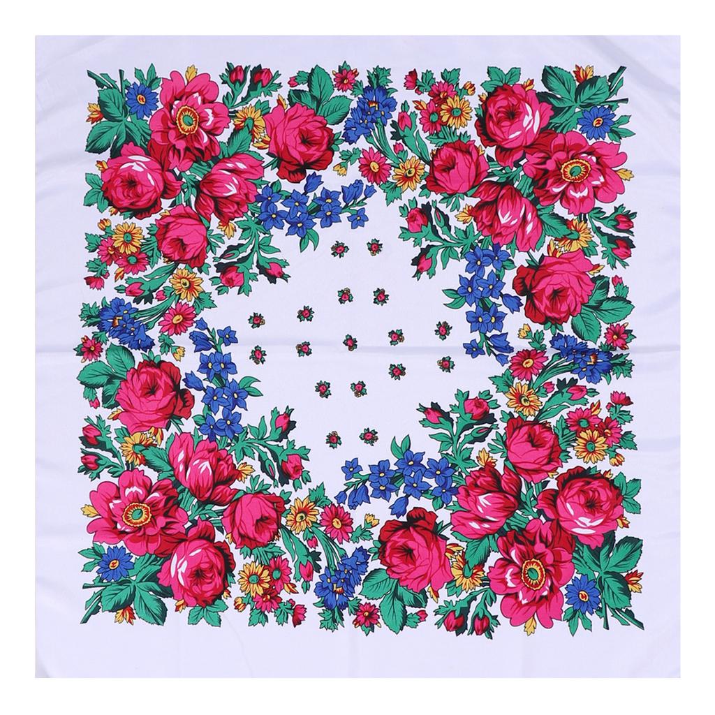 Luxury Hijab Hair Bands Square Cotton Scarf For Women Neckerchief Female Rose Pattern Shawl Headband Fashion Wraps Bandana