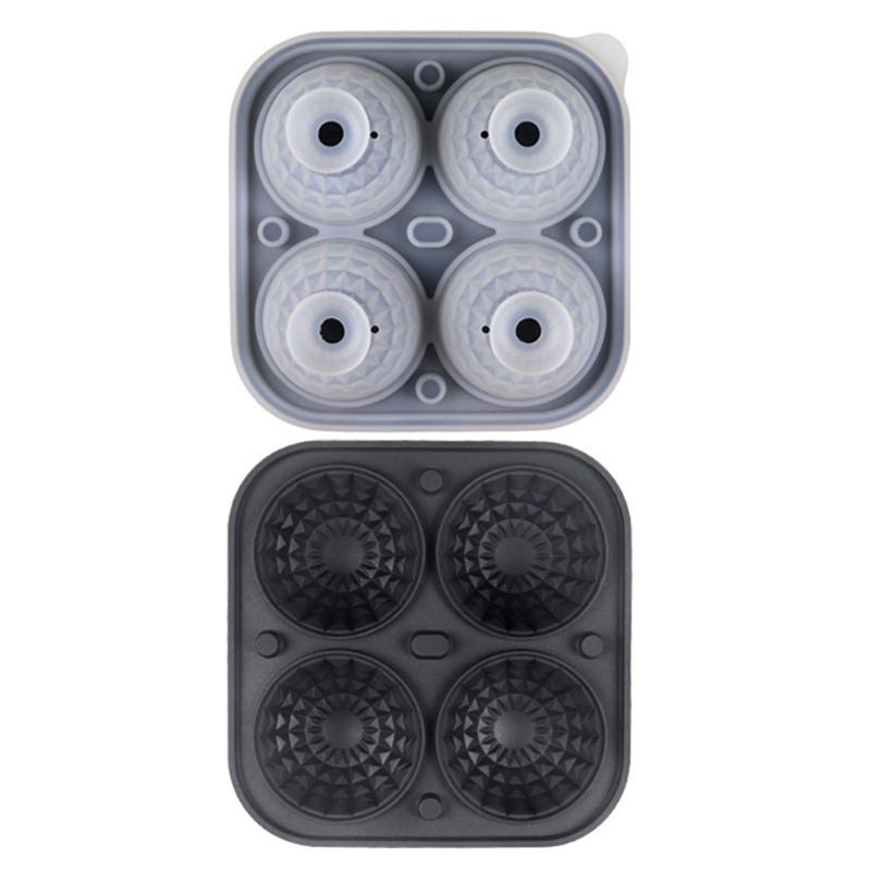Ice Cube Tray for Freezers 4 Grid Silicone Molds Square Round Ice Makered for Whiskeys Cocktails Bar Tool Easy To Release