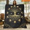 1pc Starry Sky Moon Phases Blanket - Soft Flannel Throw Suitable for All Seasons, Phases of the Moon Chart Bedspread, Decor, Machine Washable Polyeste