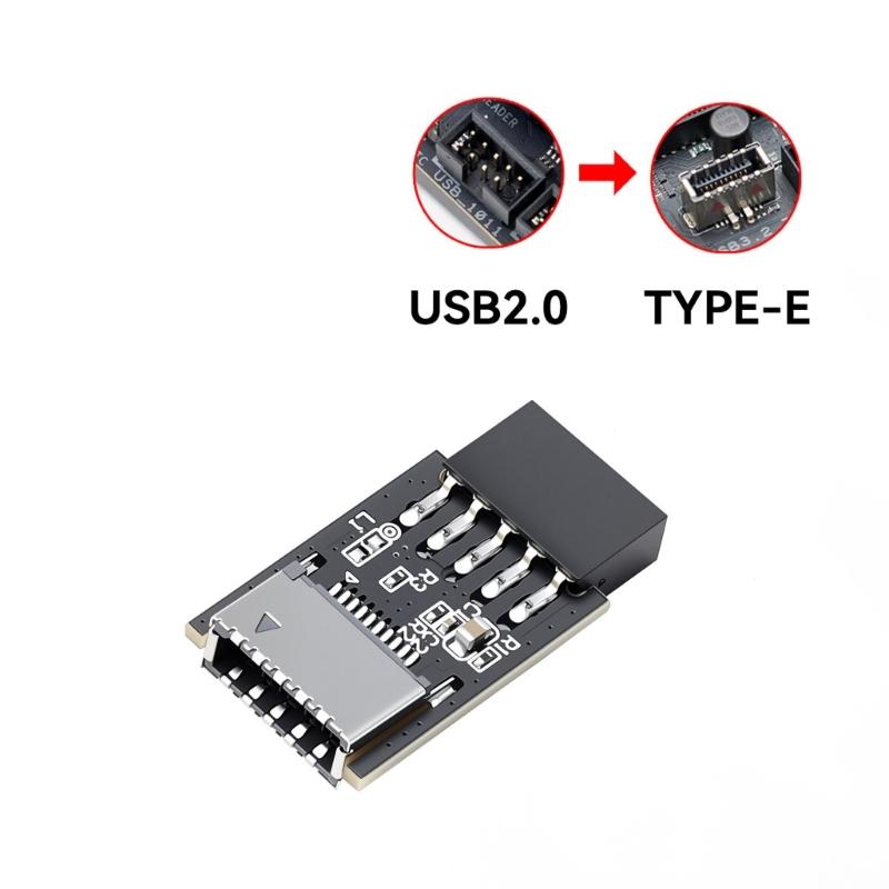 USB2.0 Header Adapter Internal 9Pin Male to Type E Female Converter for Extending USB Port Front Panel for PC