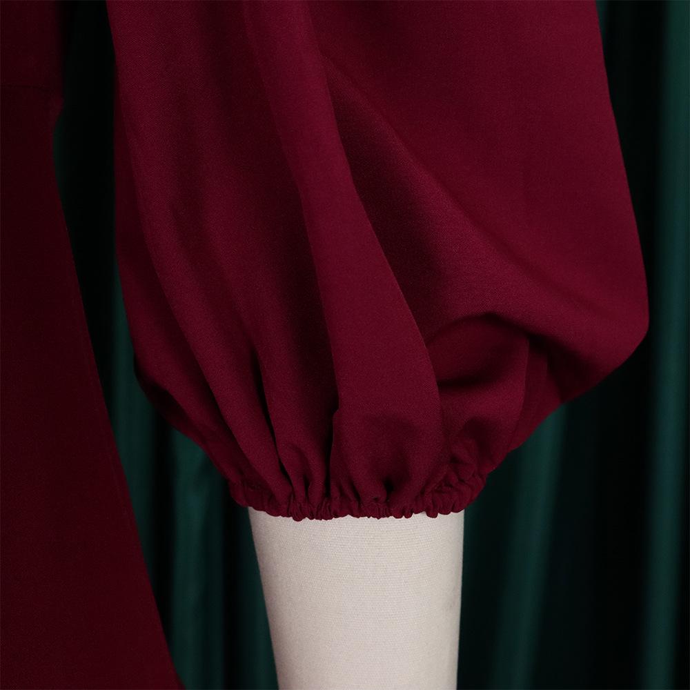 Pleated Puff Sleeve Plus Size Dress - European & American Fashion 2022