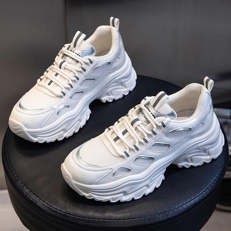 Sneakers women's spring 2025 new thick-soled heightening casual shoes running versatile single shoes flat-soled shallow women's shoes