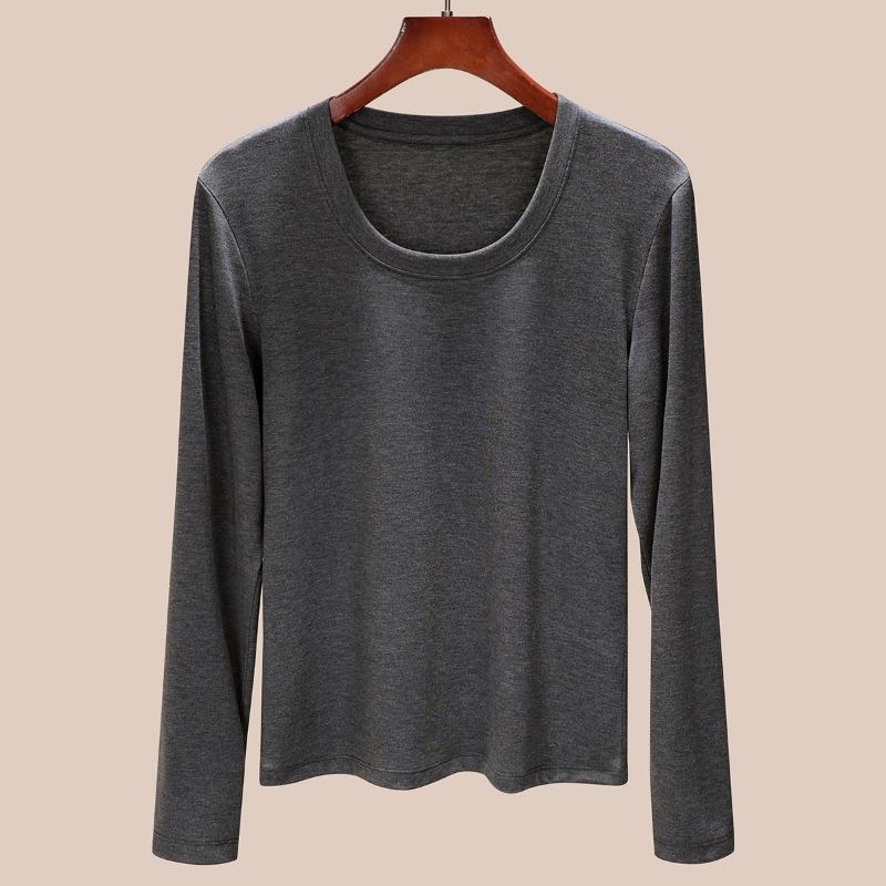 

Водолазка с длинным рукавом, футболка из тенселя, базовая рубашка, женская осенняя одежда для дома, с низким вырезом, облегающая и тонкая, топ из лиоцелла XXXL