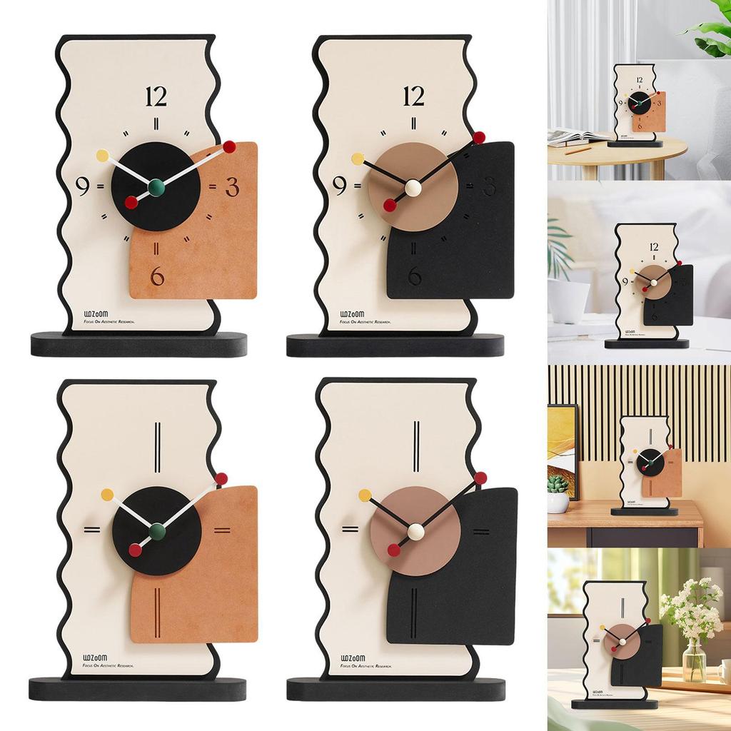 Table Clock Sturdy Housewarming Gift Creative Wood Decorative Modern Table Clock for House Shelf Living Room Office Bedside