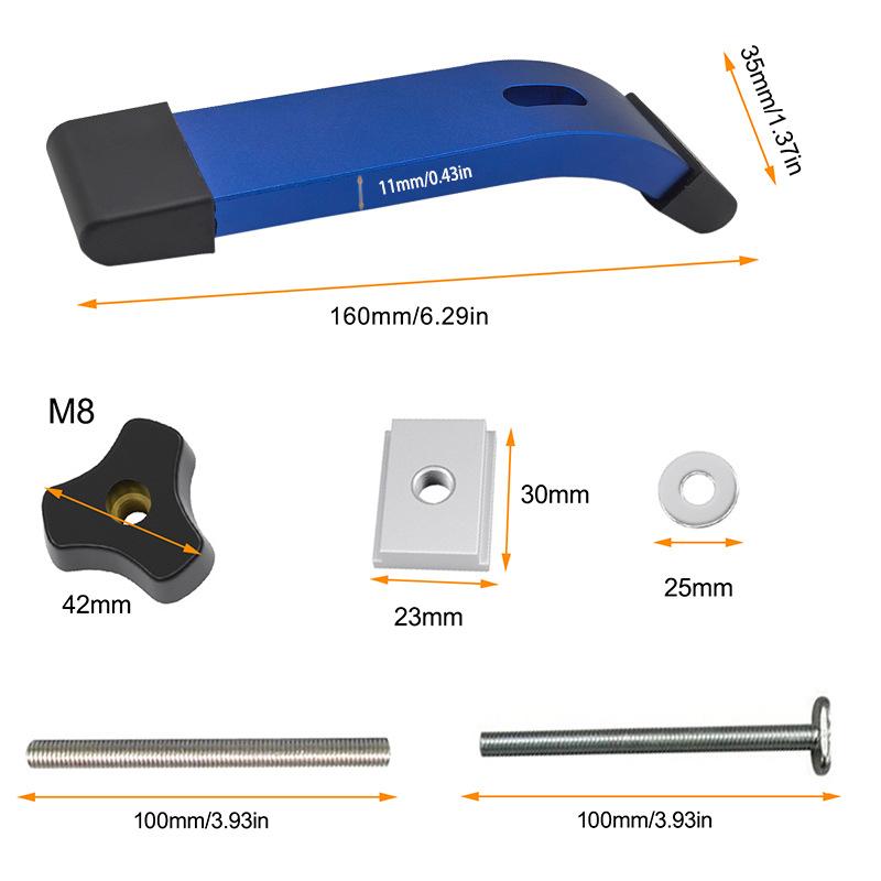 T-Track Hold Down Clamp Woodworking Chute Rail Table Saw Clamps High Strength Aluminum Alloy T Track CNC Router Clamp
