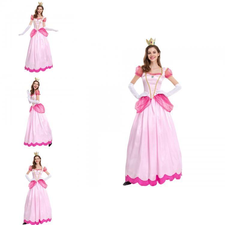 Mario Prinzessin Kostümkleid mit Lycra-Stoff für Halloween-Bühnenauftritte