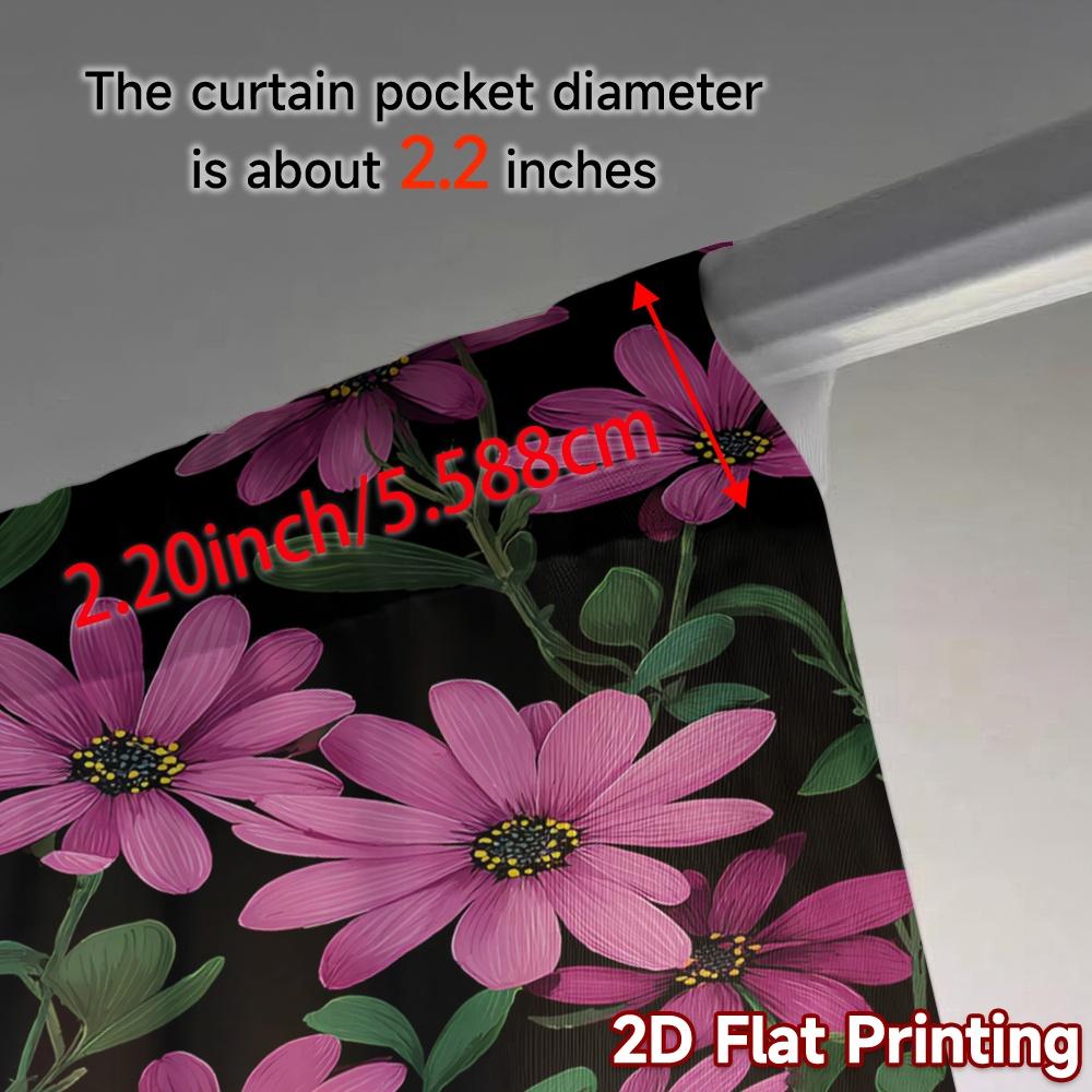 Set Of 2 Flat Printing Curtains Without Rod Floral Pattern Pink Flowers Women Is Day Festival Creative Polyester Curtain
