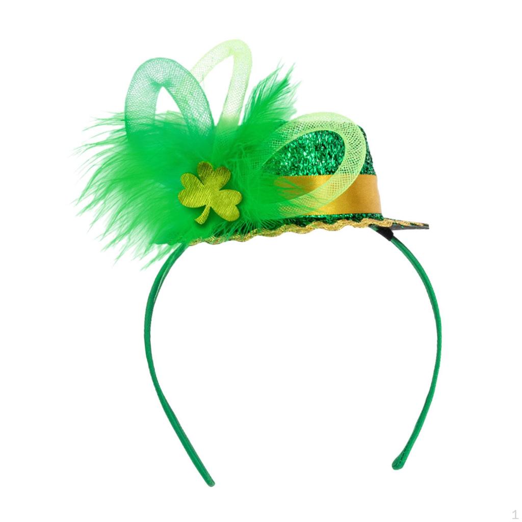 ST. Patricks Day Headband Feather Hat Dress Up Headdress Hair Band Hoop Shamrock