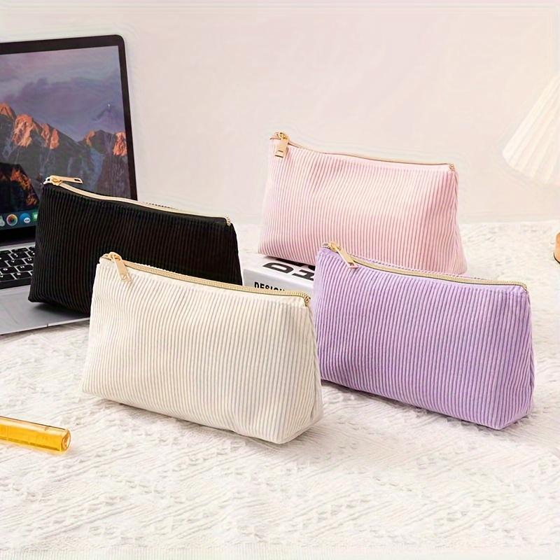 New Corduroy Makeup Bag with Large Capacity for Cosmetics, Makeup Brushes, And Stationery Storage