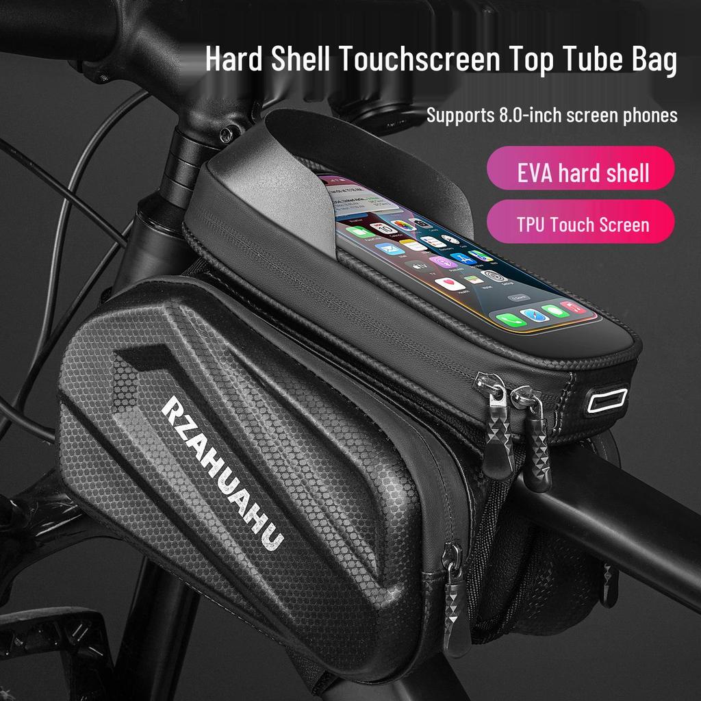 Cross-border Bicycle Front Beam Bag: Hard Shell Top Tube Handlebar Bag with Touch Screen for Phone – Mountain & Road Bike Accessory