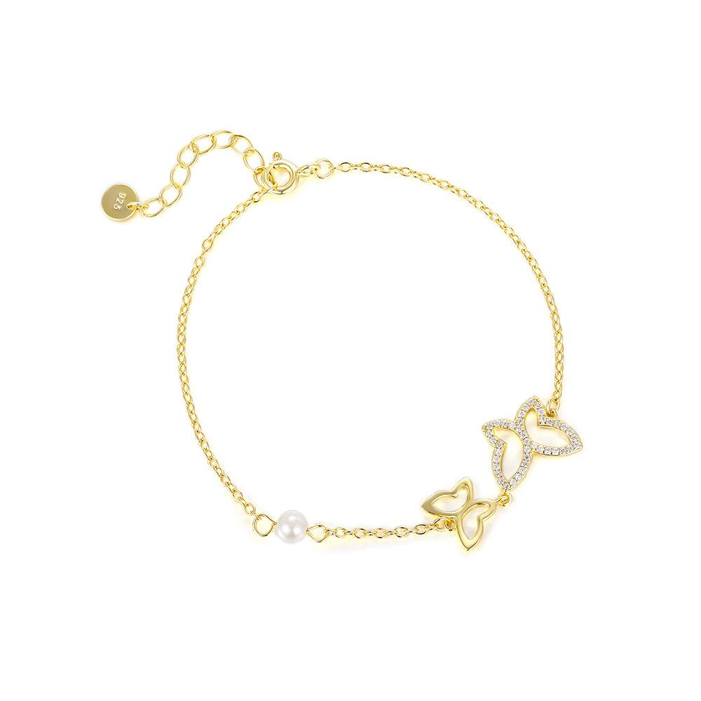 Fashion Jewelry Micro Inlaid Zircon Chain Bracelet for Women 925 Sterling Silver Versatile butterfly Heart Bracelet Jewelry