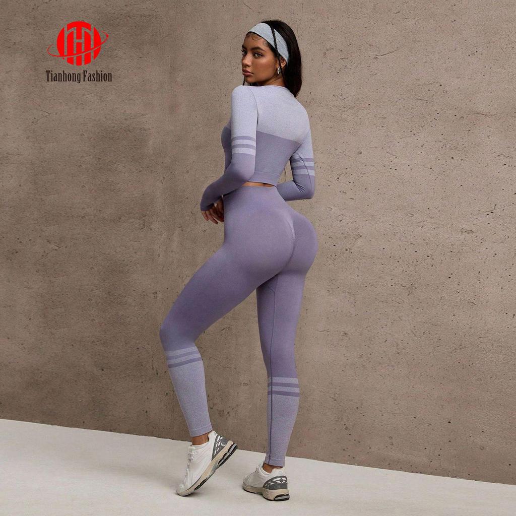 Trendiges Langarm Yoga & Fitness Set für Frühling & Herbst