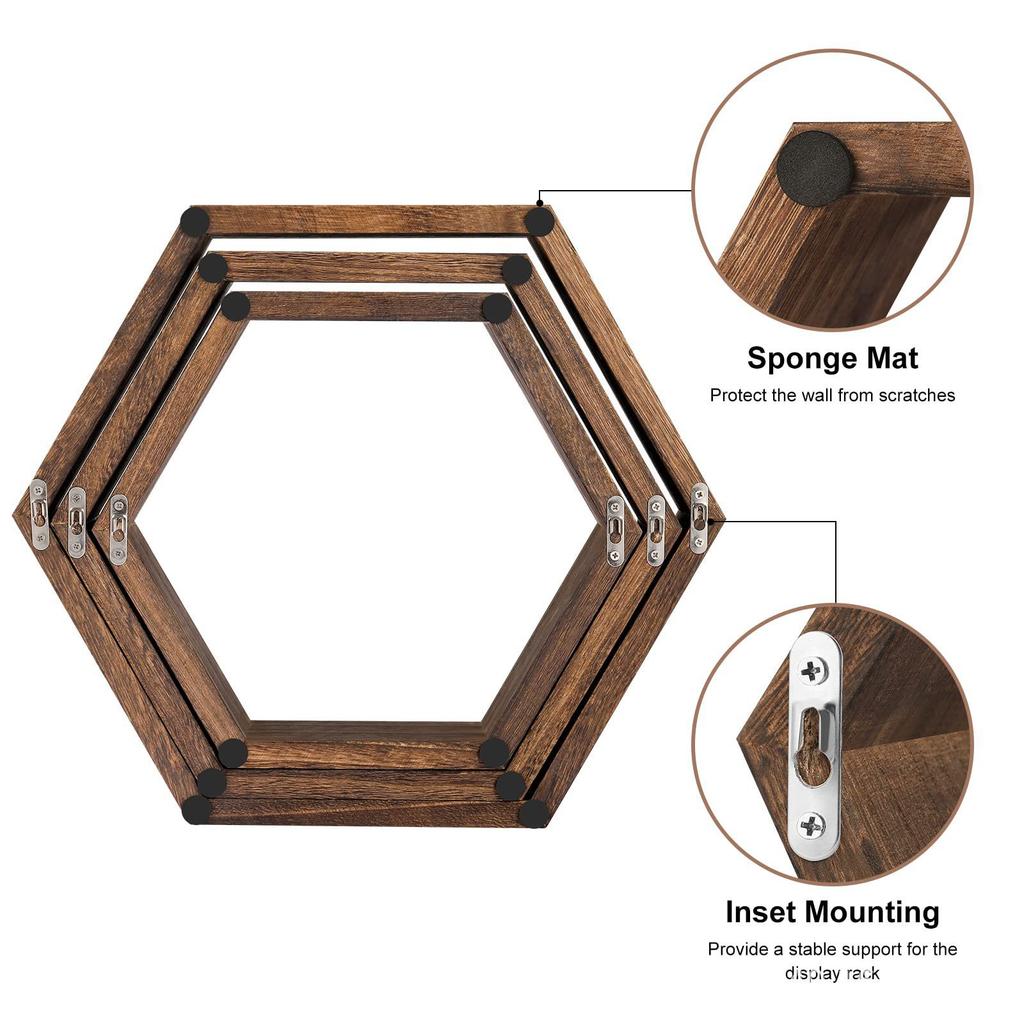1PC Shelving Wall Hanging Wooden Hexagonal Frame Lattice Succulent Plant Frame Living Room Wall Decoration Top Wall Hanging Frame for Home