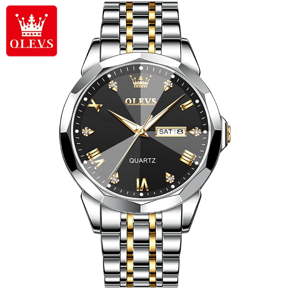OLEVS 9931 Sports Watch for Men Luxury Luminous Waterproof Stainless Steel Calendar Brick Quartz Mens Wristwatches Reloj Hombre