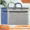 Double Layer Oxford Cloth Briefcase - Large Capacity Handheld Document Bag with Logo Printing for Business Meetings.