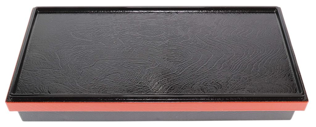Makunouchi Kyoto Bento Black Zelkova Wood Grain Rim with Red Interior X 12 X ABS Resin for and Commercial Use Bento, Long-legged (Small), [25.7 4.6cm]