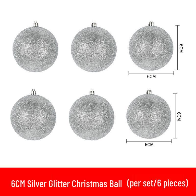 Silver Glitter Christmas Hanging Ornaments: Shiny Plastic Balls 6-30CM for Festive Decorations
