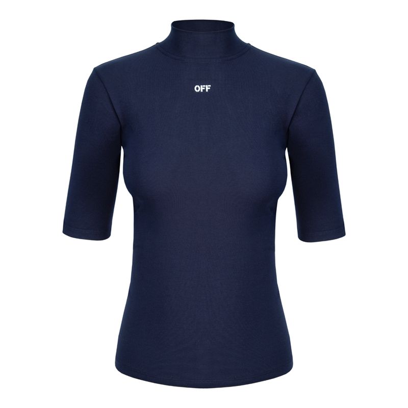 Fashion European 2025 Summer New Arrival Easiest for Match Pure Cotton T-shirt Women's Half Turtleneck Slim Looking Letter Underwear Blouse Fashion