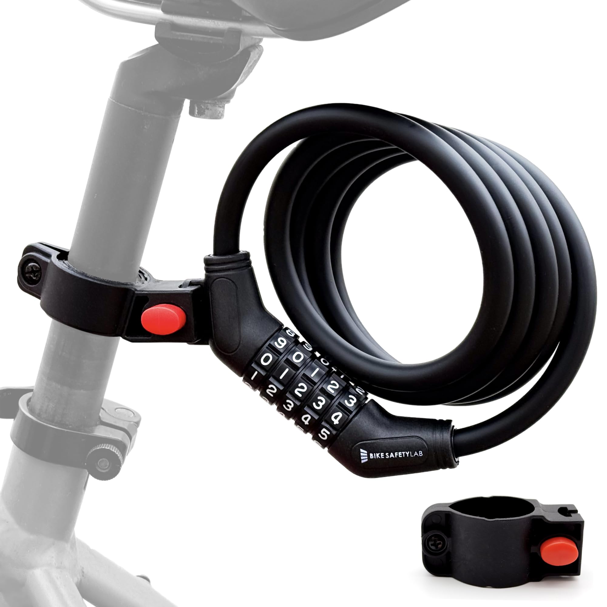 

Bike Safety Lab Cable Bicycle 10mm Easy to for Bikes and Kickboards Lock, Lock, 5-Digit Combination, 65cm/150cm, Thick, Lightweight, Turn, (Black, чёрный